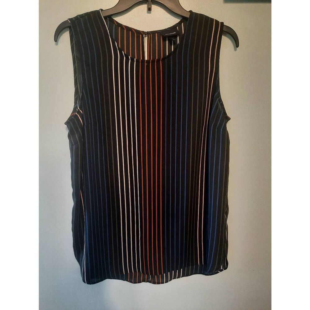 Who What Wear Sleeveless Shell Tank Top in Mod Stripes Women's size Large